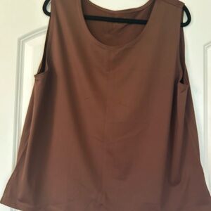 NWOT Susan Graver Tank Top Women XL Brown Liquid Knit Sleeveless Minimal Travel